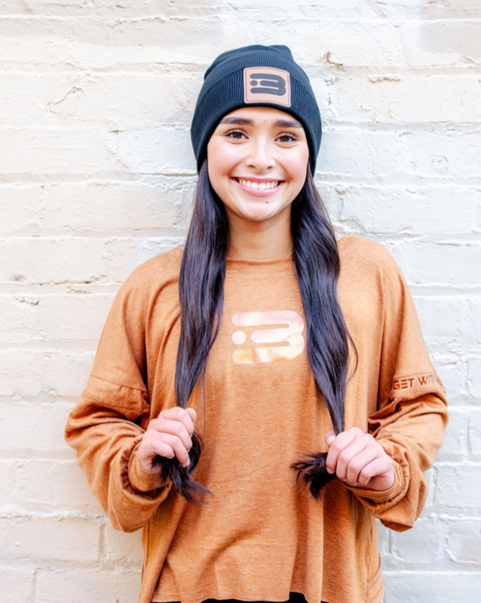 Camille – Burnt Orange Shirt with Metallic Copper Details 🍂⚡