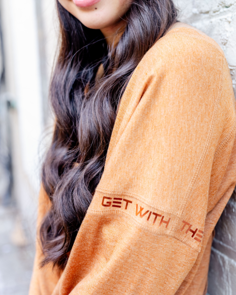 Camille – Burnt Orange Shirt with Metallic Copper Details 🍂⚡