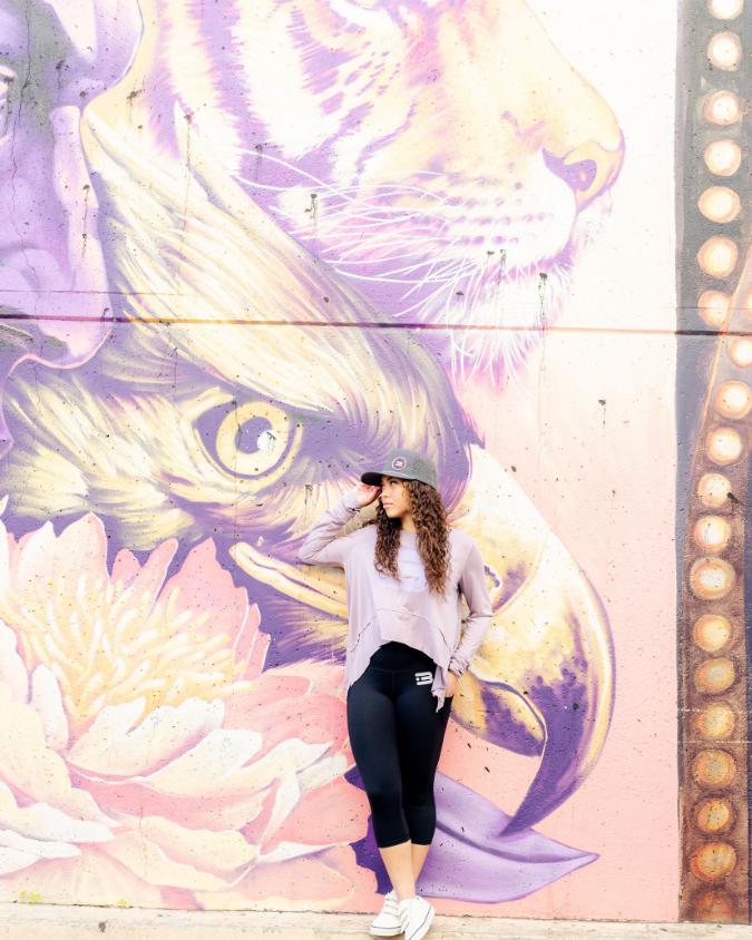 Lillith β Lavender Flowy Long Sleeve with Monochrome Design πβ¨