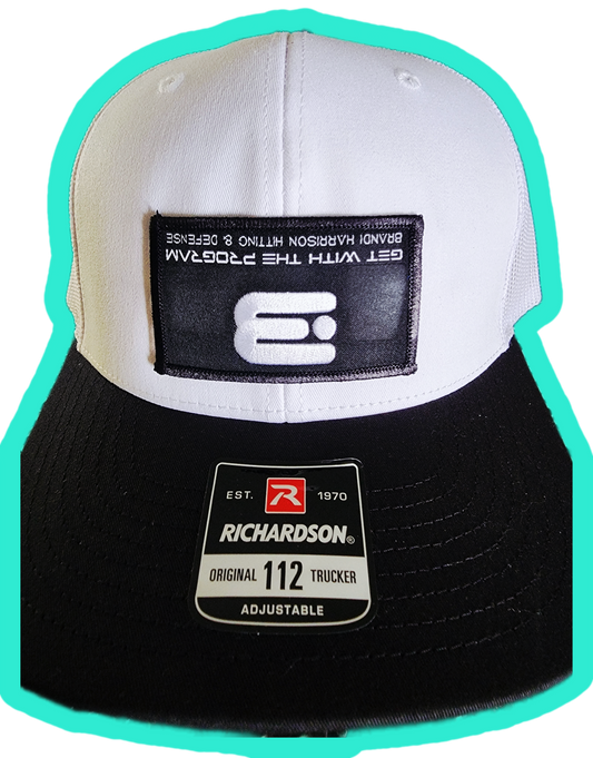 BHHD Richardson Hat in White & Black Brim With Upside Down Patch
