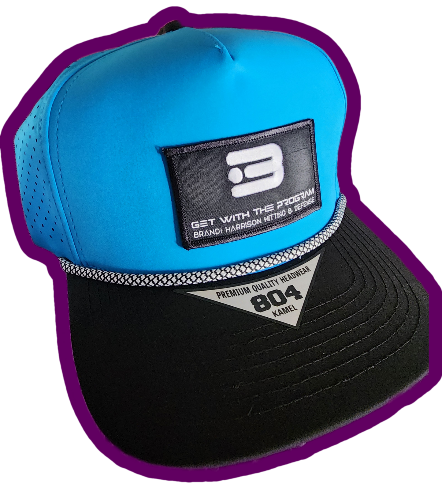 BHHD One Panel Hat In Teal, Black Brim, & Rope